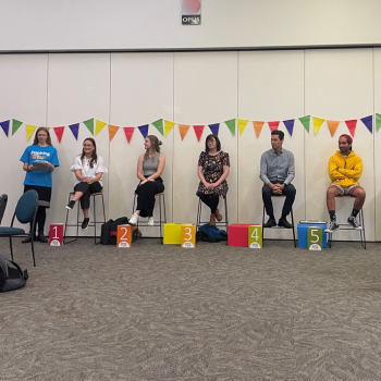 Five role models seated during a panel