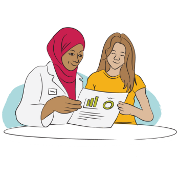 Illustration showing two English for Speakers of Other Languages (ESOL) students