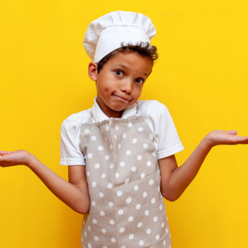 Young baker shrugging their shoulders